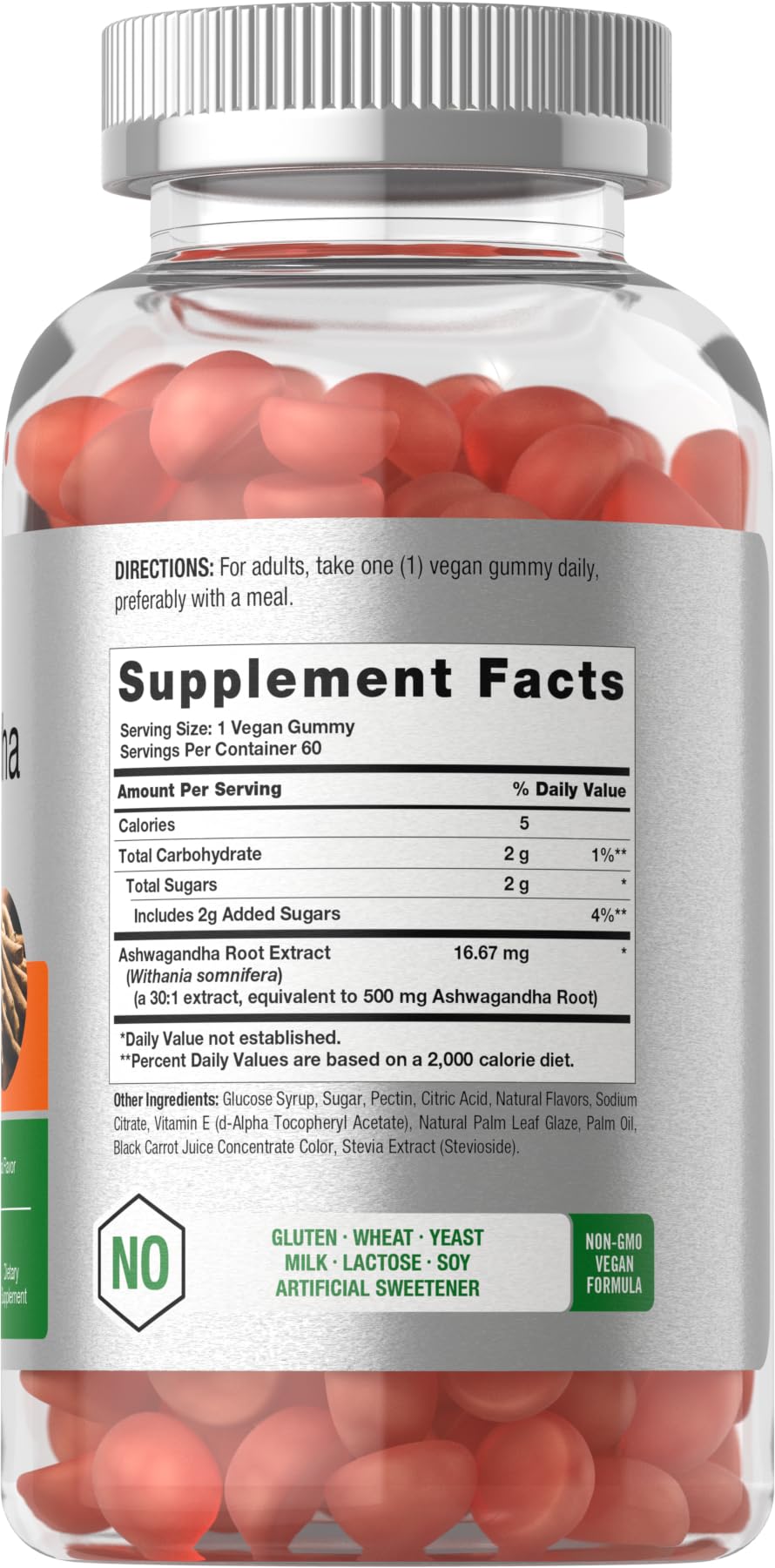 Horbäach Ashwagandha Gummies for Women and Men | 60 Count | Vegan, Non-GMO, Gluten Free Supplement | Tropical Flavor
