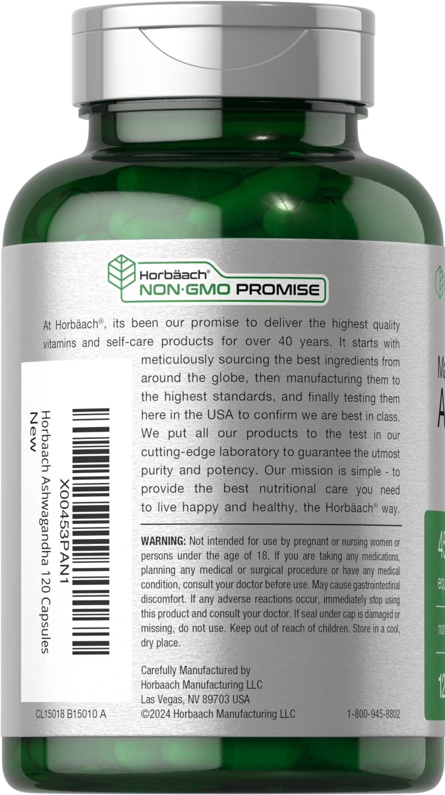 Horbäach Ashwagandha Supplement – Max Strength – 120 Capsules (Pack of 2)