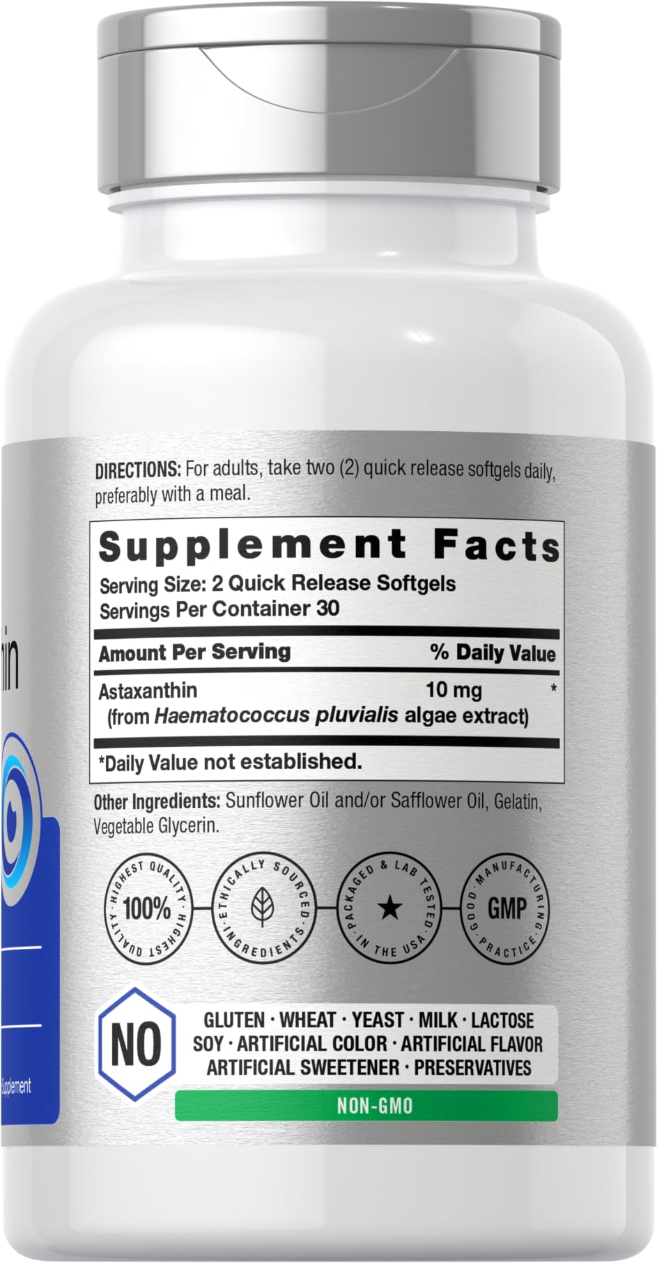 Horbäach Astaxanthin 10mg – 60 Softgels | Algae-Derived, Non-GMO, Gluten Free