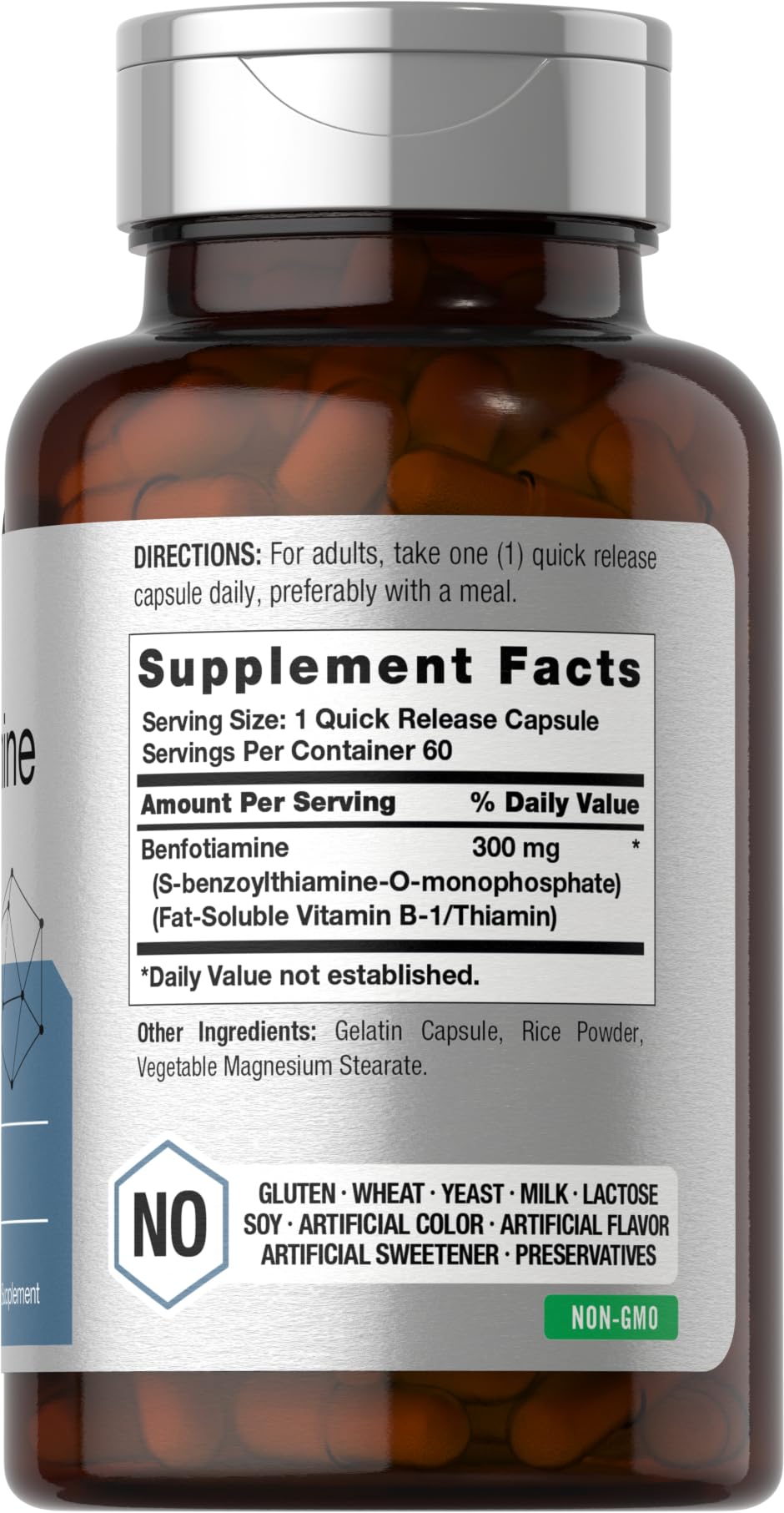 Horbaach Benfotiamine 300mg | 60 Capsules | Vitamin B1 Thiamine | Non-GMO & Gluten Free Supplement