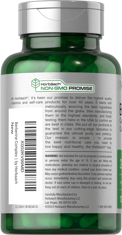 Horbäach Berberine with Ceylon Cinnamon – 2000mg, 120 Veggie Capsules (Pack of 2) | Vegetarian, Non-GMO & Gluten Free