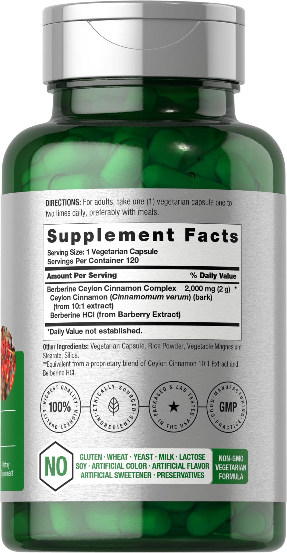 Horbäach Berberine with Ceylon Cinnamon – 2000mg, 120 Veggie Capsules (Pack of 2) | Vegetarian, Non-GMO & Gluten Free