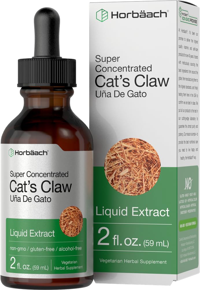 Horbäach Cat's Claw Herb Extract Tincture – 2 Fl Oz, Alcohol Free, Vegetarian & Non-GMO