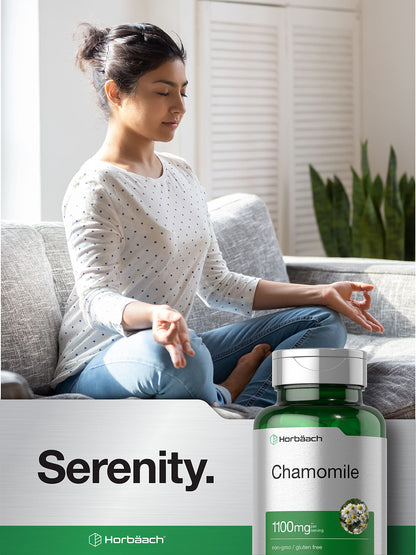Horbäach Chamomile Flower Extract 1100mg Capsules | 200 Pills | Non-GMO