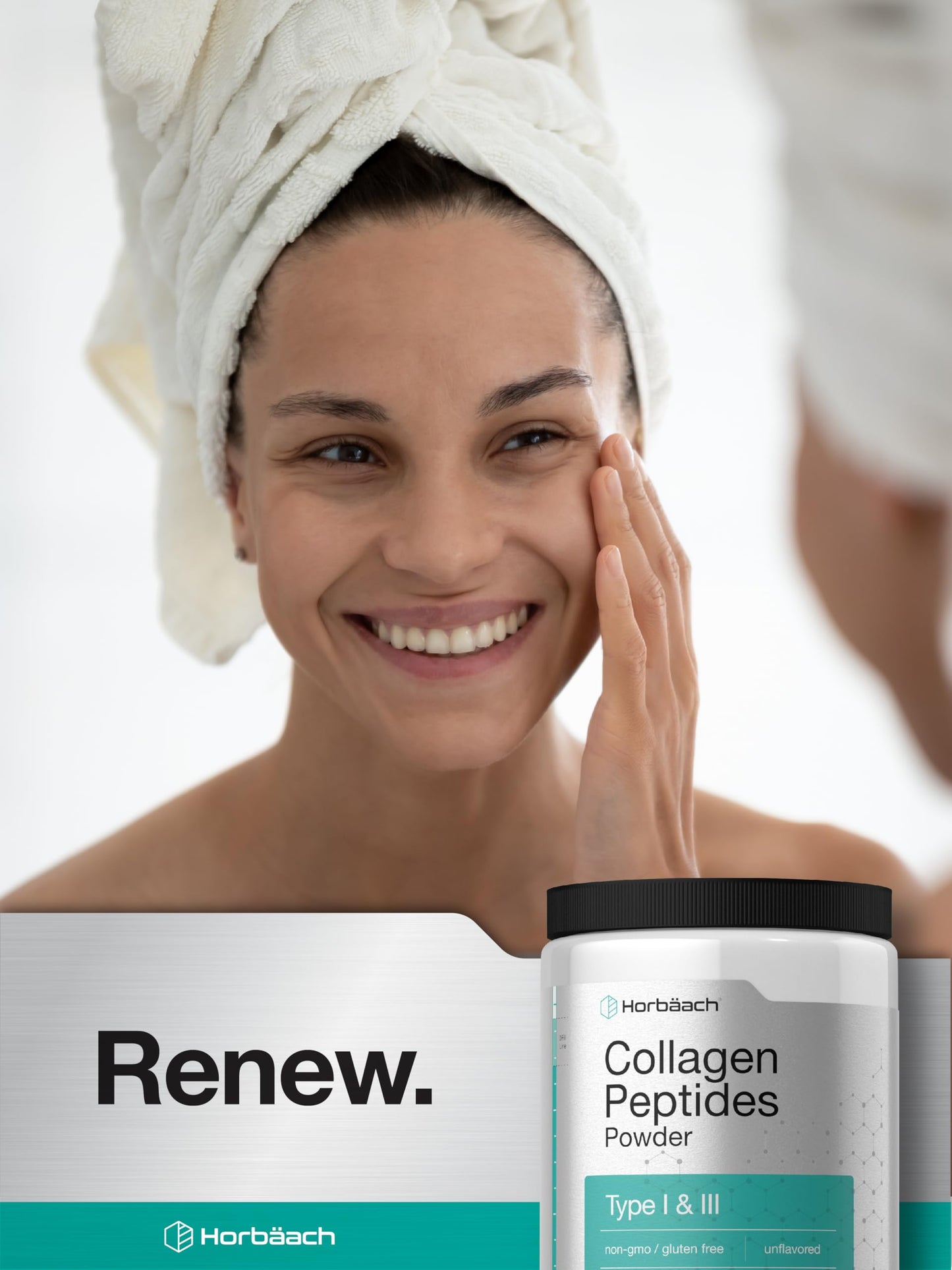 Horbäach Collagen Peptides Powder 7oz – Type I & III, Unflavored, Gluten Free