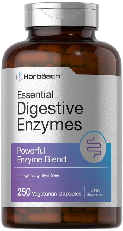 Horbäach Digestive Enzymes - 250 Capsules | Gluten Free & Non-GMO