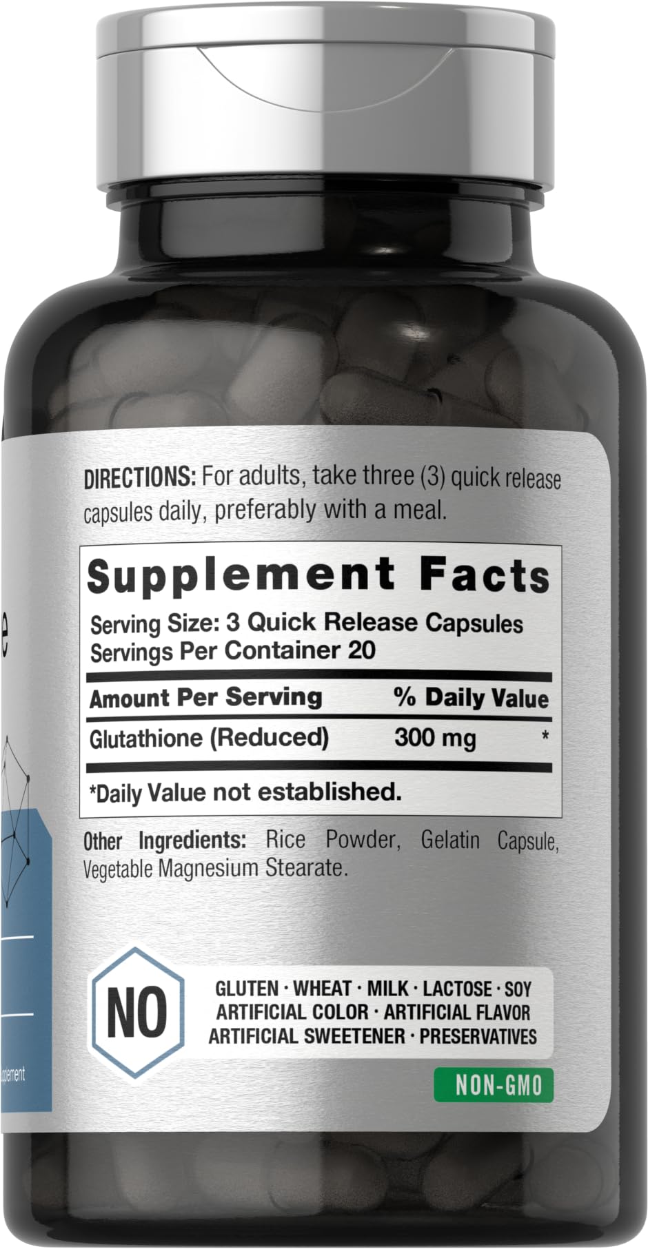 Horbaach Glutathione Supplement – 300 mg, 60 Capsules – Non-GMO & Gluten Free (Reduced Form)