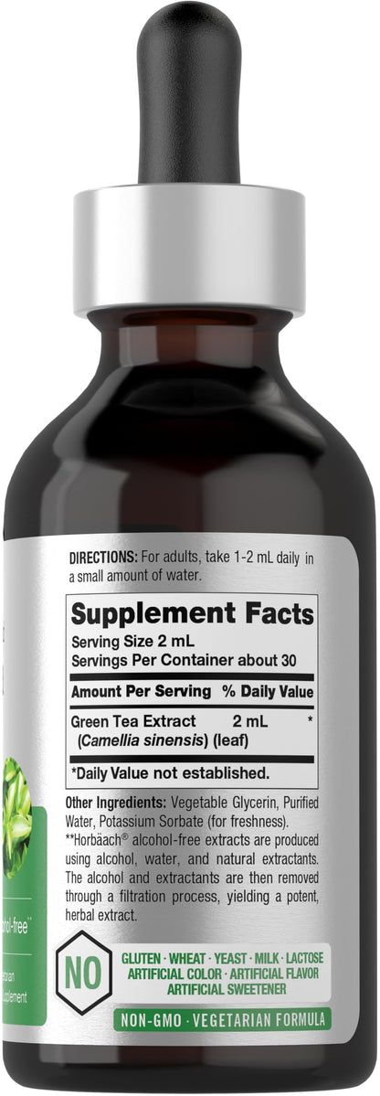 Horbäach Green Tea Extract Liquid Drops | 2 Fl Oz | Alcohol Free | Vegetarian | Super Concentrated Supplement | Non-GMO, Gluten Free