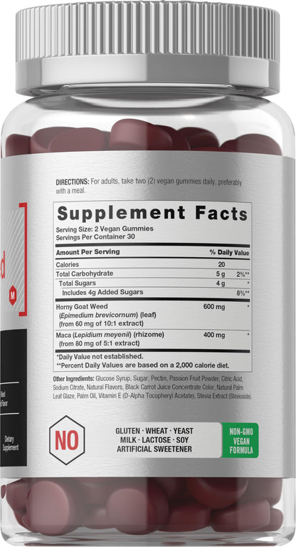 Horbaach Horny Goat Weed Gummies for Men & Women – 60 Count Mixed Fruit
