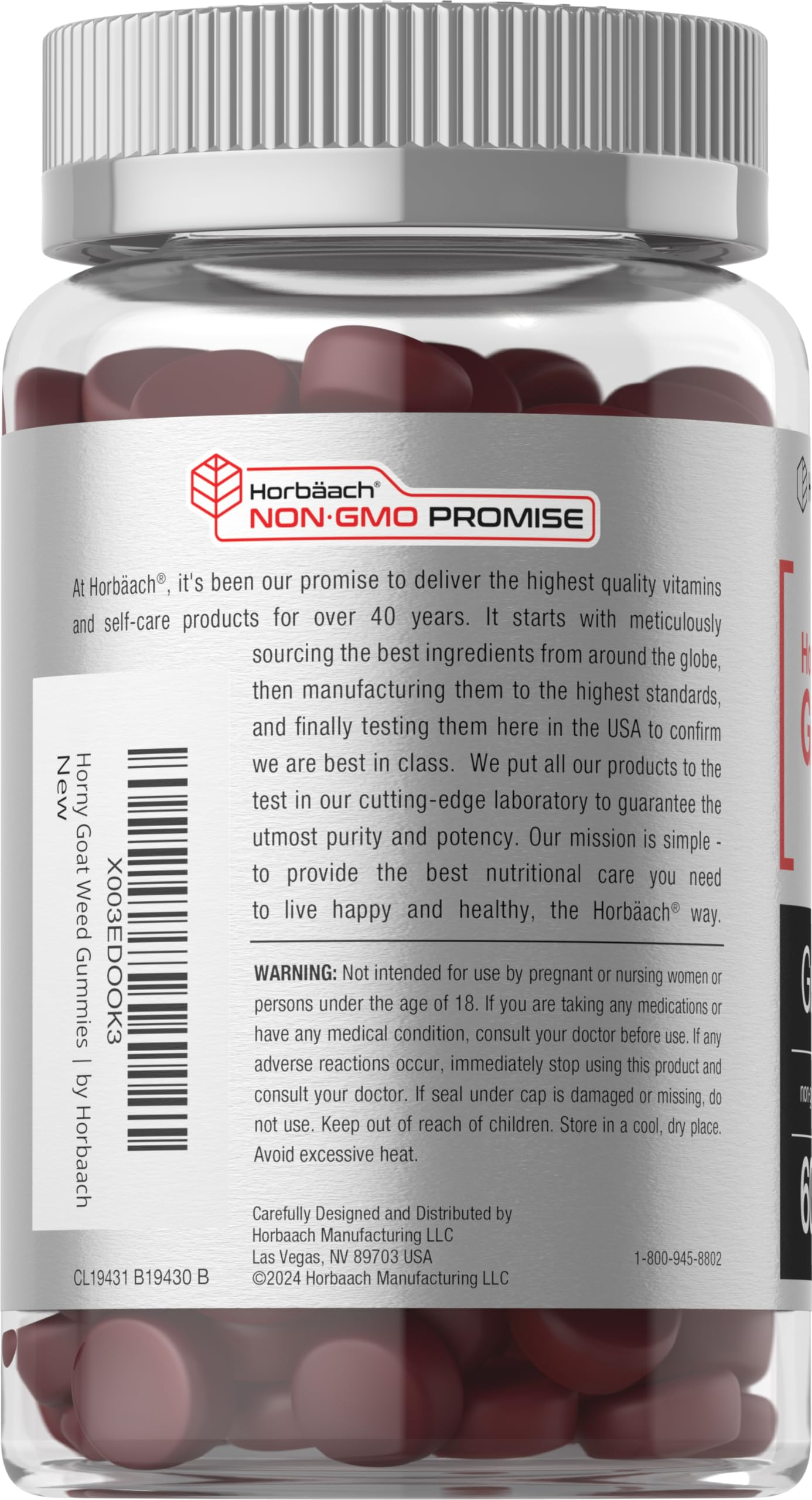 Horbaach Horny Goat Weed Gummies for Men & Women – 60 Count Mixed Fruit