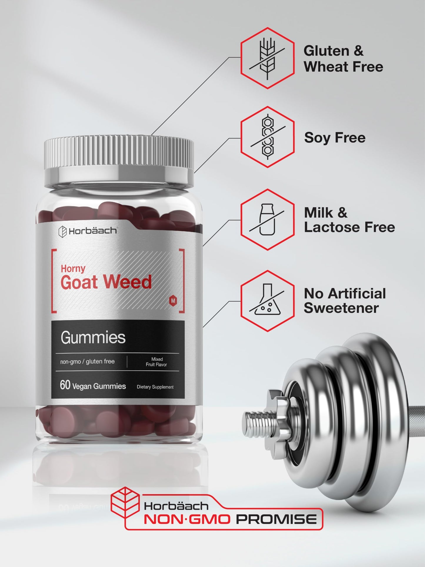 Horbaach Horny Goat Weed Gummies for Men & Women – 60 Count Mixed Fruit