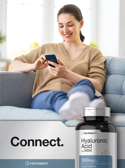 Horbäach Hyaluronic Acid with MSM – 1000 mg, 120 Capsules | Non-GMO & Gluten Free
