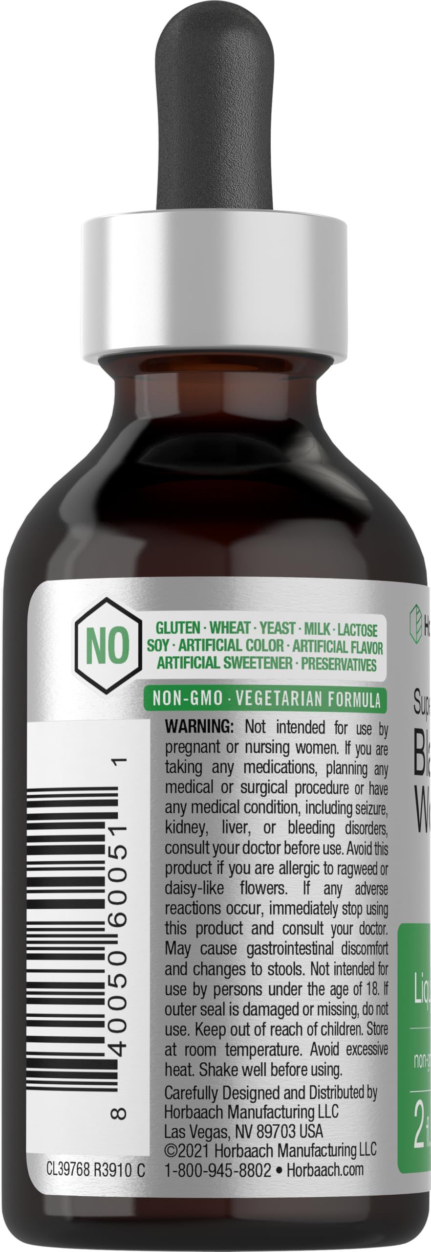 Horbaach Black Walnut Hull Wormwood Extract Tincture 2 fl oz – Alcohol-Free, Vegetarian & Gluten-Free