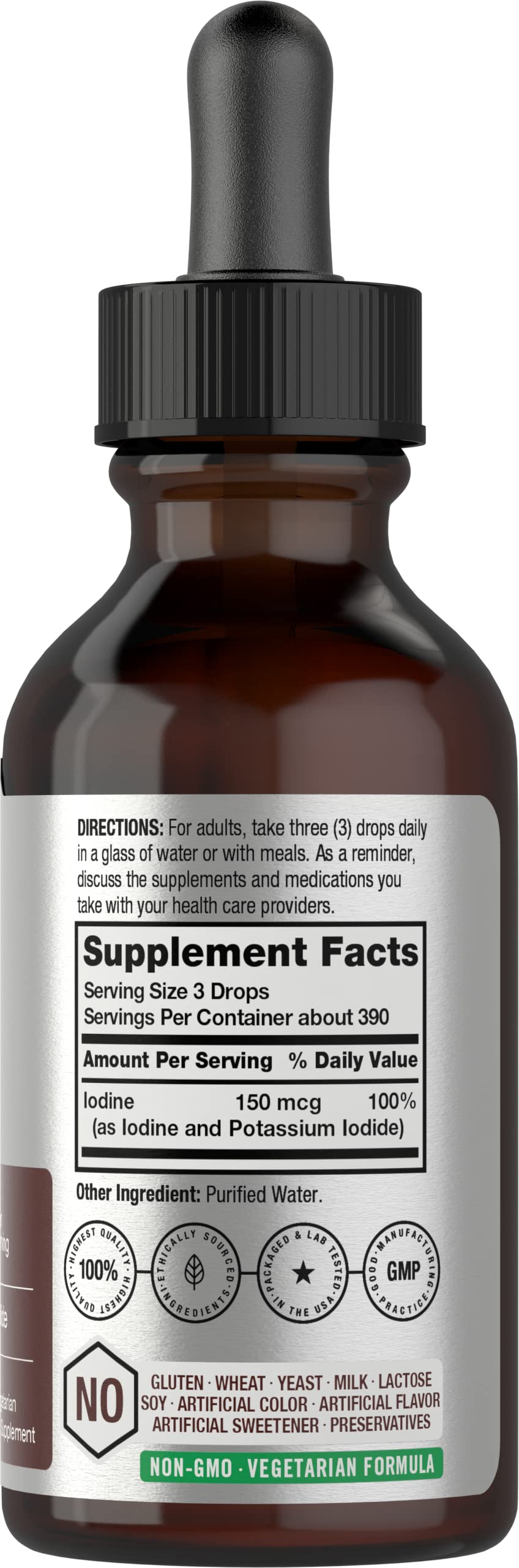 Horbäach Iodine Liquid Drops – 2 fl oz, 150 mcg, Vegetarian, Non-GMO, Gluten Free