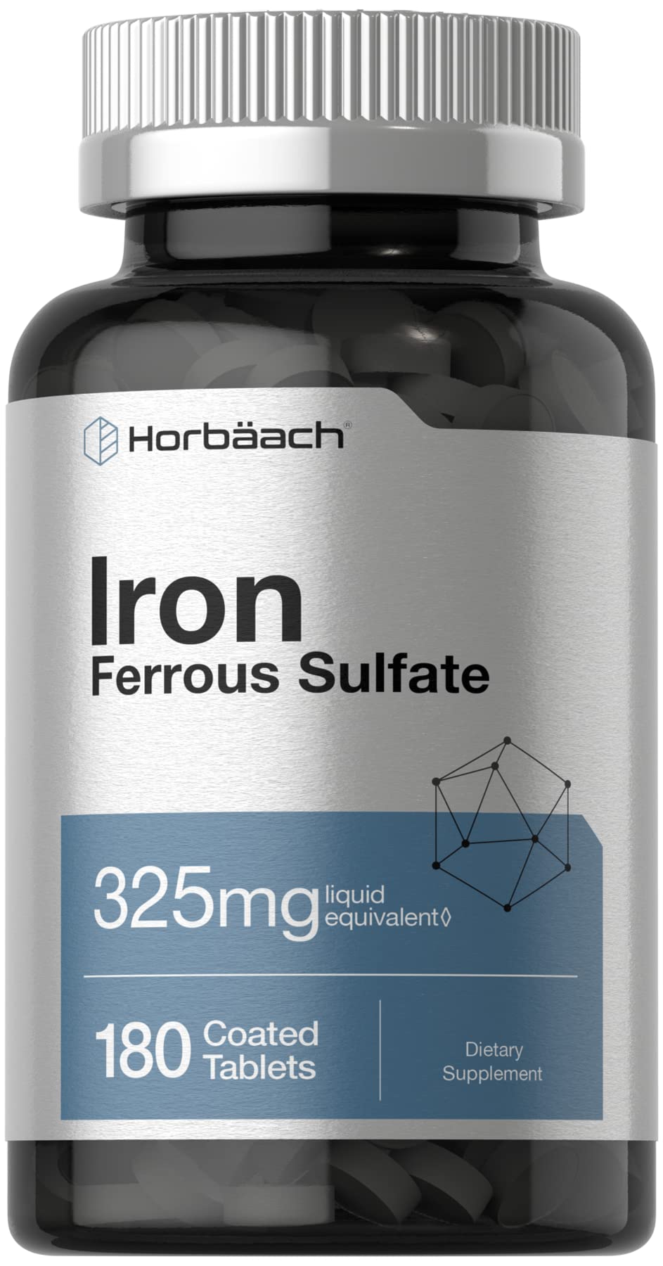 Horbäach Iron Ferrous Sulfate 325mg – 180 Count | Vegetarian, Non-GMO & Gluten Free