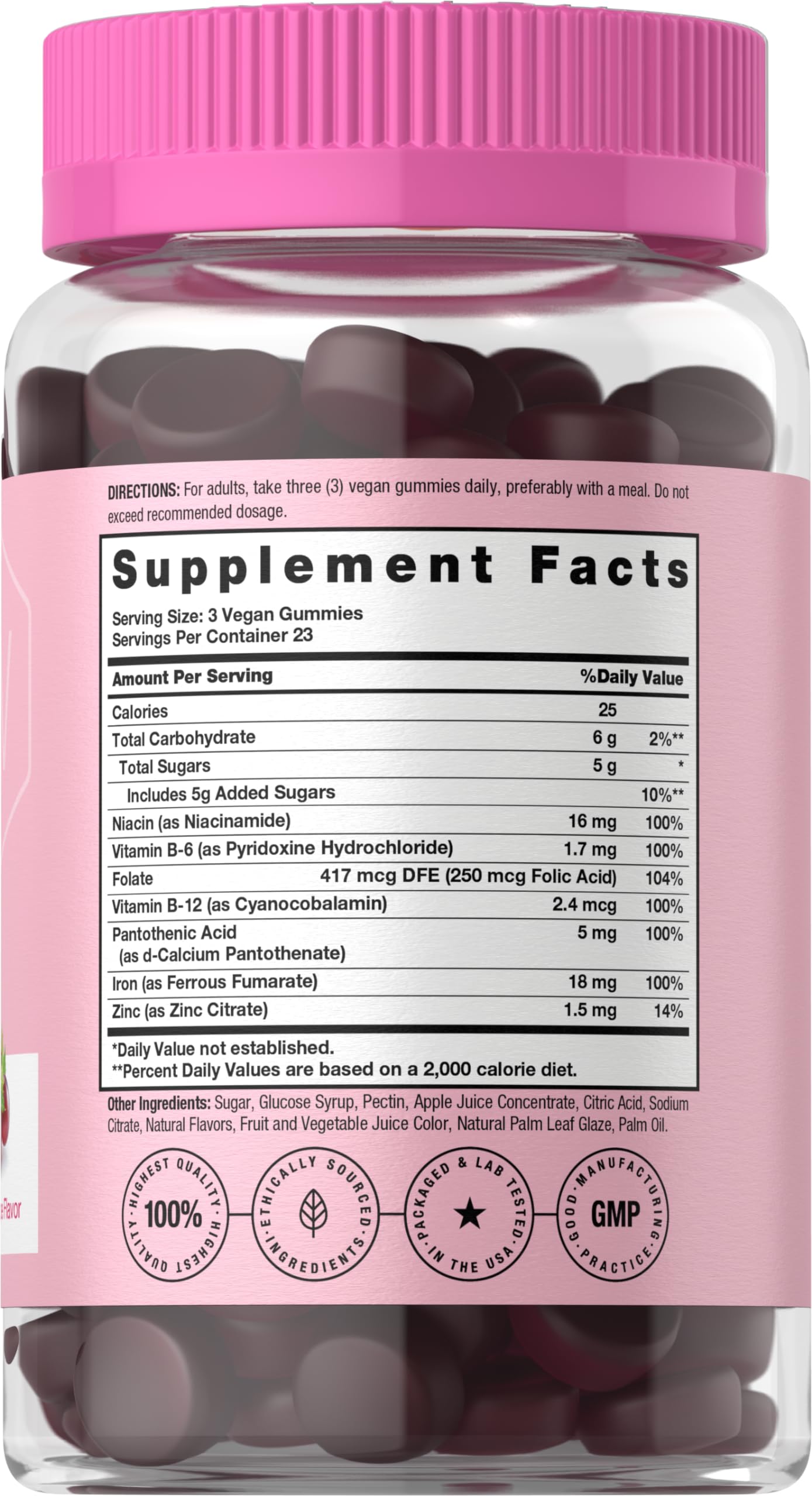 Horbäach Iron Gummies for Women – 70 Count, Grape Flavor | Vegan, Non-GMO, Gluten Free