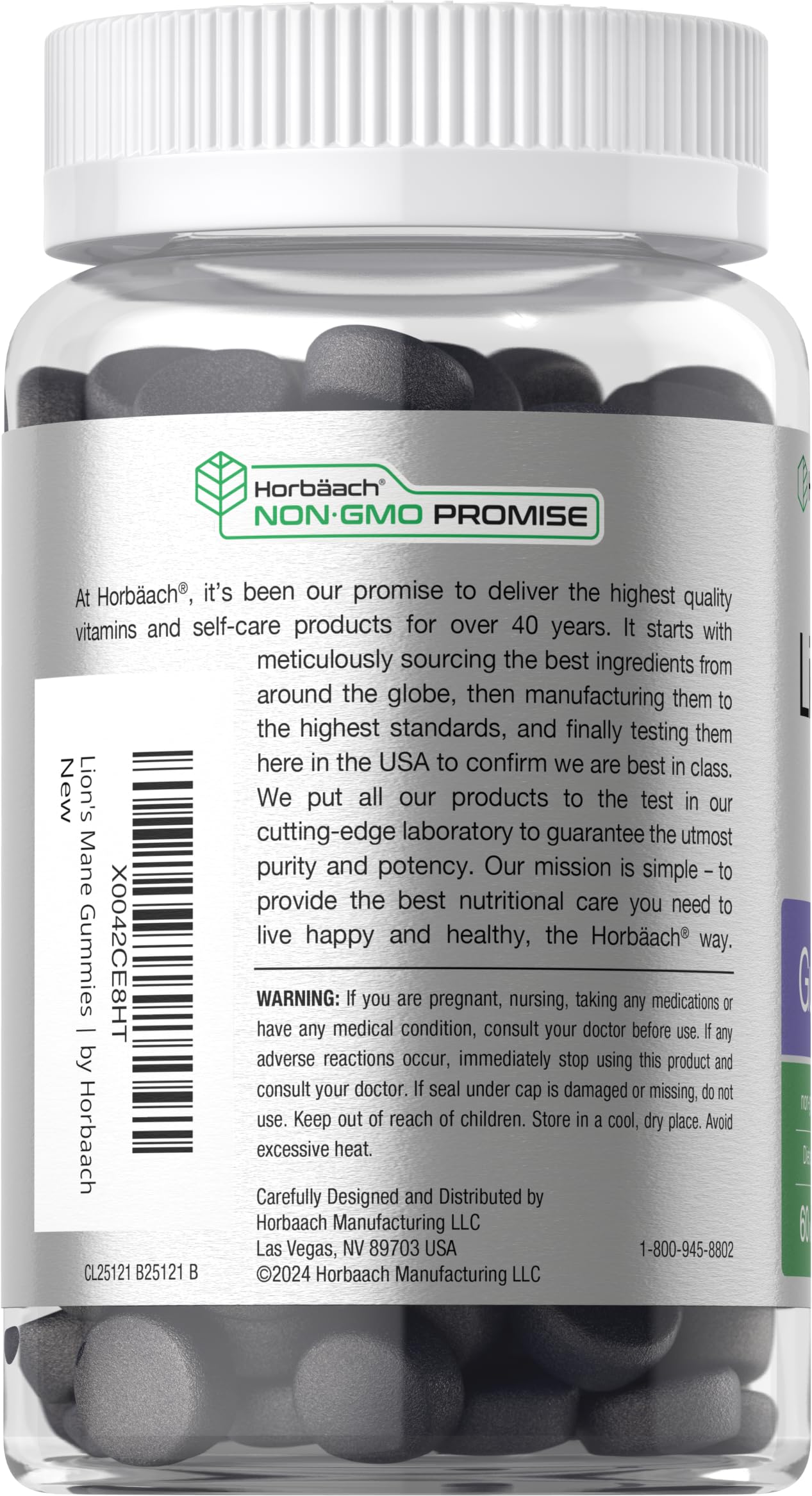 Horbäach Lion's Mane Supplement | 60 Vegan Gummies for Adults | Non-GMO and Gluten Free