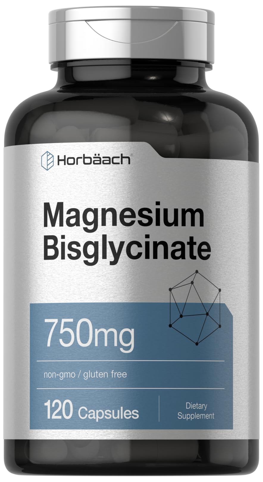 Horbäach Magnesium Bisglycinate 750mg - 120 Capsules | Non-GMO & Gluten Free