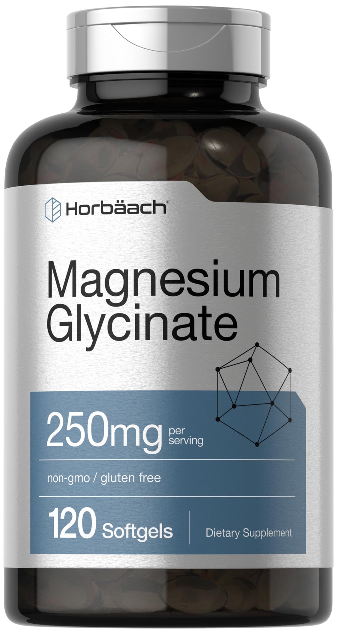 Horbäach Magnesium Glycinate | 250 mg | 120 Softgels | Non-GMO & Gluten Free