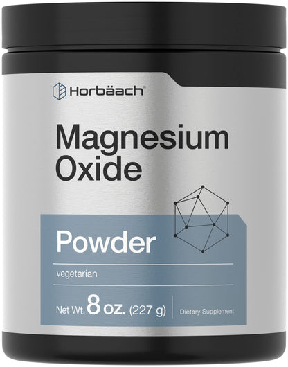 Horbäach Magnesium Oxide Powder 400 mg | 8 oz | Vegetarian, Non-GMO, Gluten Free