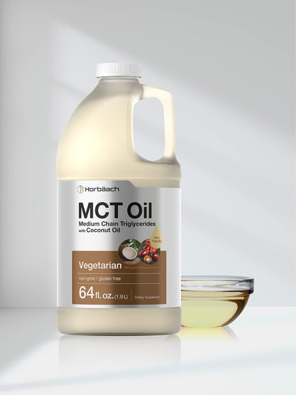 Horbaach MCT Oil 64 oz – 100% Pure, Unflavored, Keto & Gluten Free | Blends with Coffee, Tea & Liquids