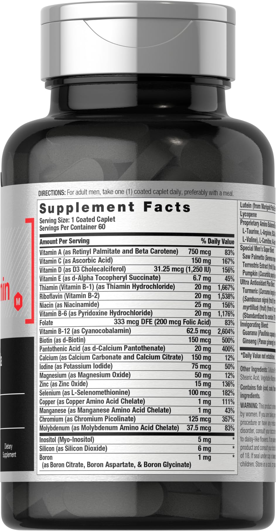 Horbäach Mens Multivitamin 60 Caplets – Advanced Formula with Vitamin C, D, Magnesium | Non-GMO & Gluten Free