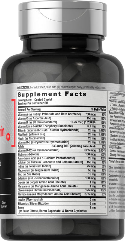 Horbäach Mens Multivitamin 60 Caplets – Advanced Formula with Vitamin C, D, Magnesium | Non-GMO & Gluten Free