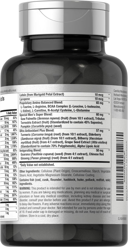 Horbäach Mens Multivitamin 60 Caplets – Advanced Formula with Vitamin C, D, Magnesium | Non-GMO & Gluten Free