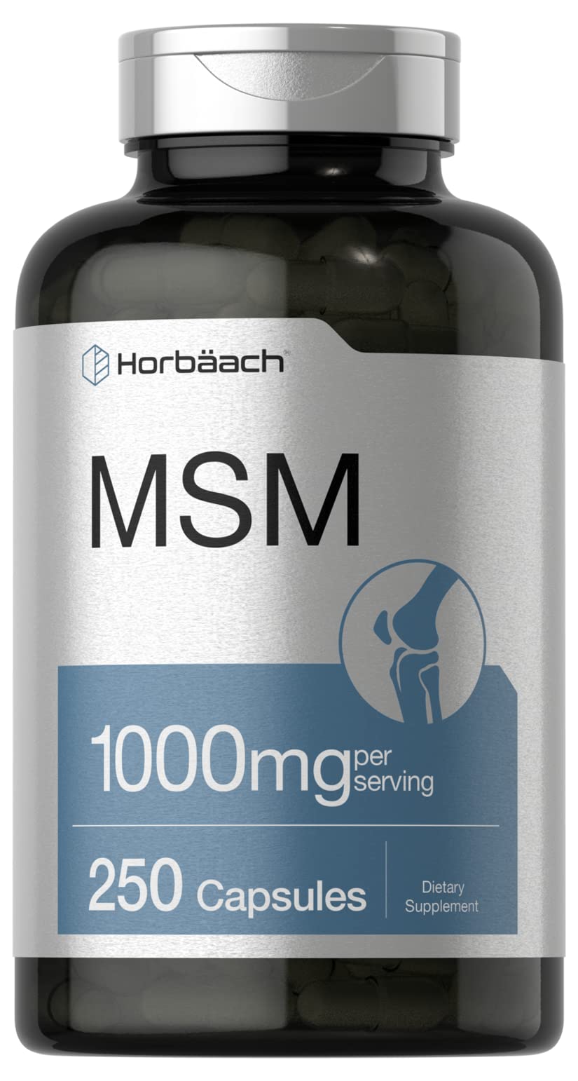 Horbäach MSM Supplement Capsules 1000mg – 250 Count – Non-GMO & Gluten Free