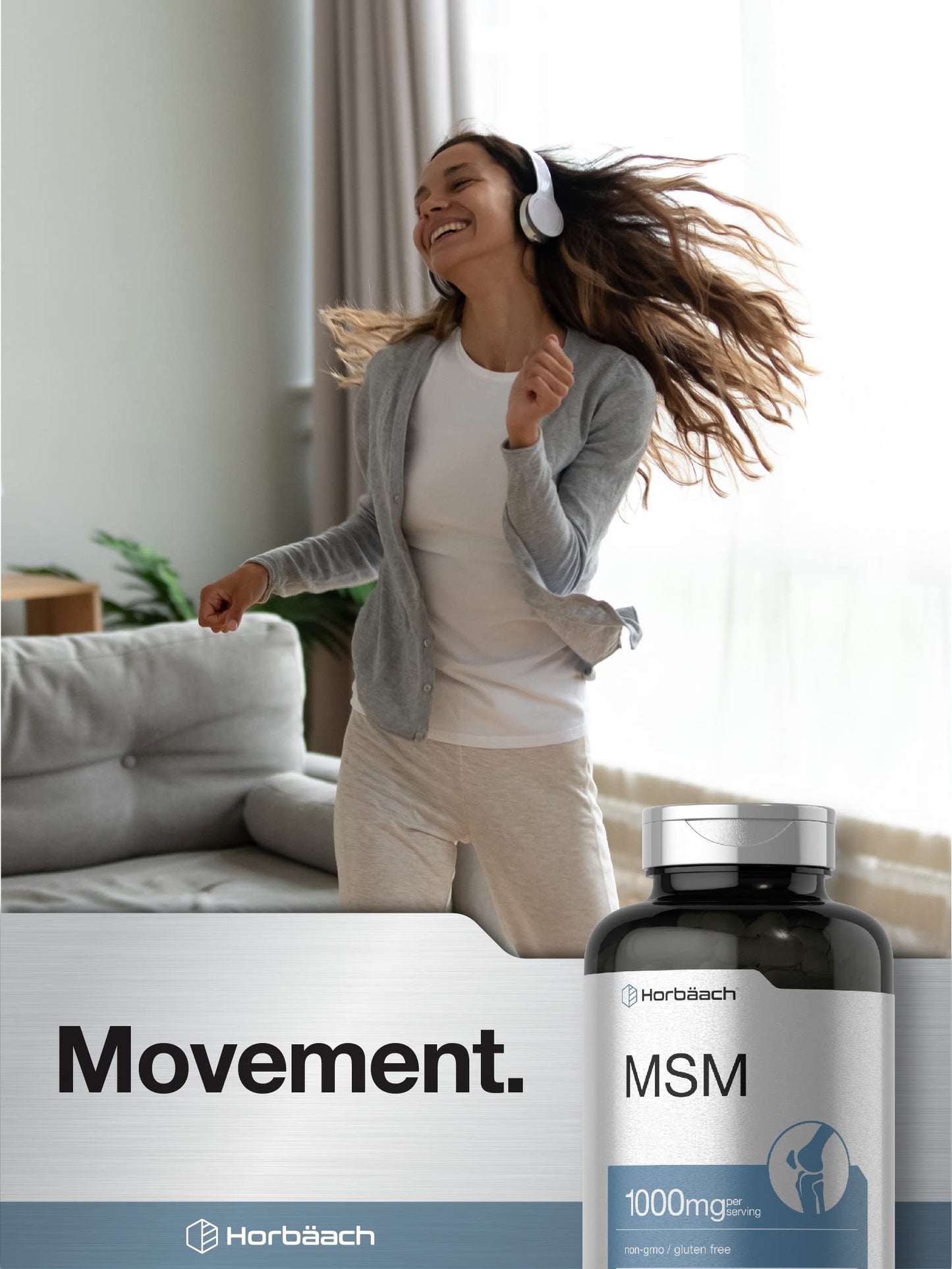 Horbäach MSM Supplement Capsules 1000mg – 250 Count – Non-GMO & Gluten Free