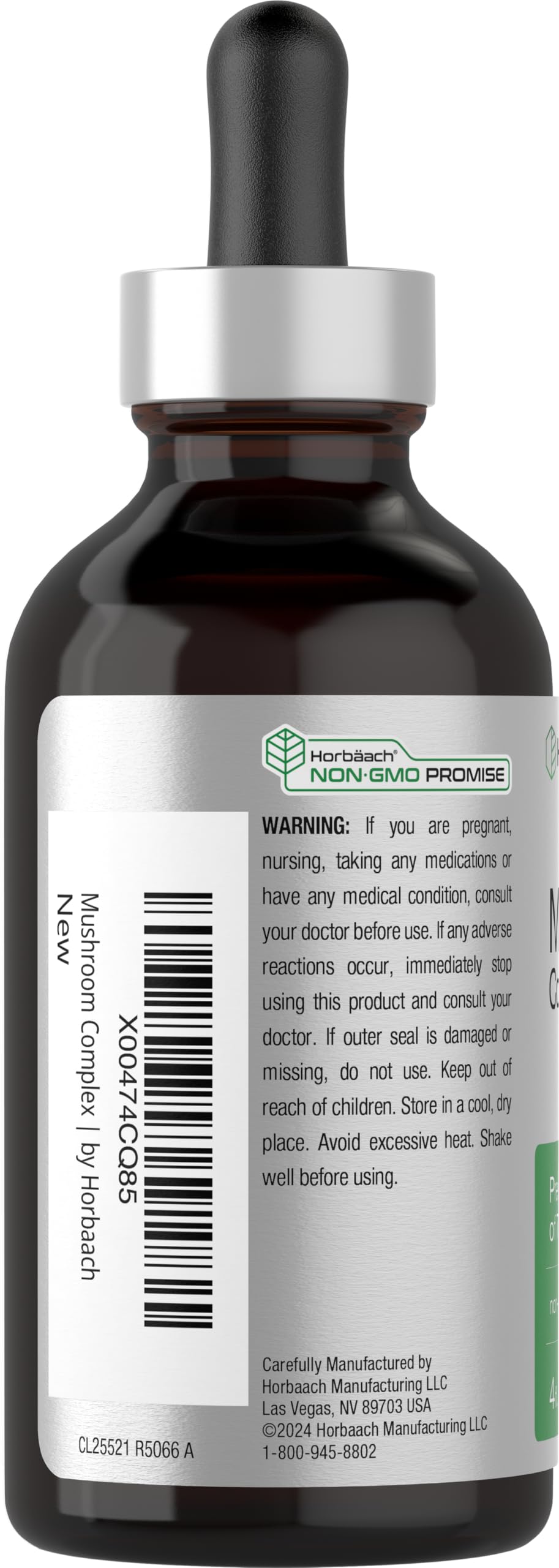 Horbäach Mushroom Complex – 4 Fl Oz Liquid Drops | Lion's Mane, Reishi, Shiitake & More – Vegetarian, Non-GMO
