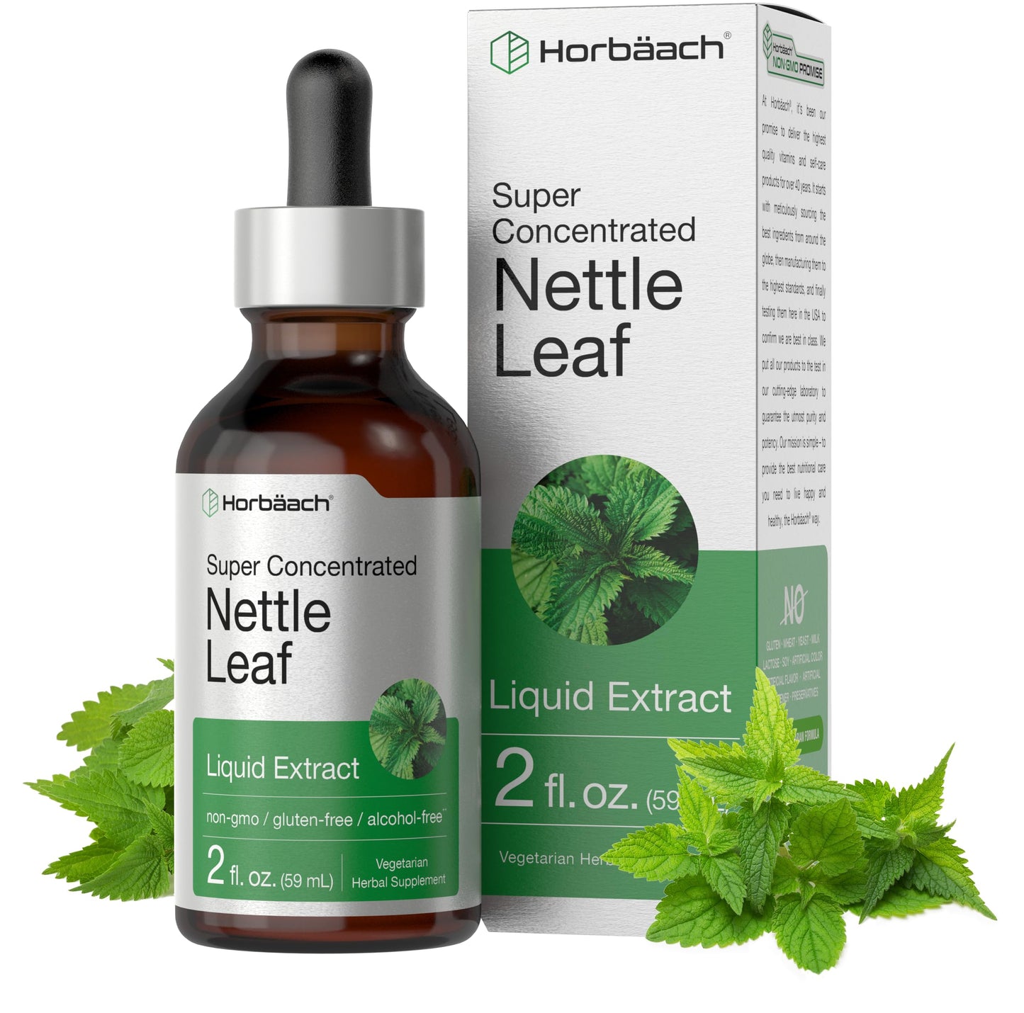 Horbäach Nettle Leaf Extract Drops – 2 oz, Alcohol-Free, Non-GMO