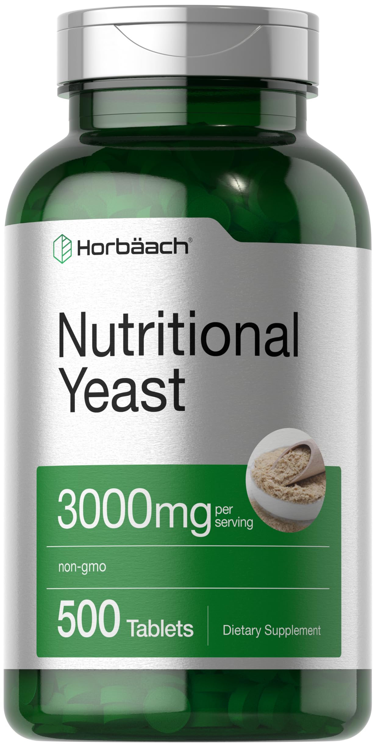 Horbaach Nutritional Yeast Tablets 3000mg – 500 Count | B12, B1, B2 & Niacin | Non-GMO & Gluten Free
