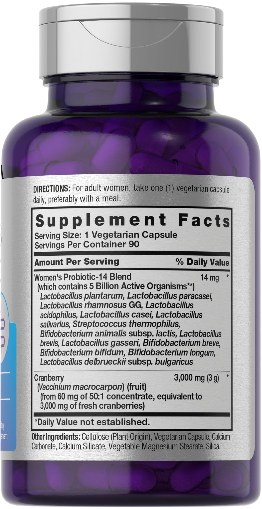 Horbäach Probiotic for Women with Cranberry | 90 Vegetarian Capsules | 14 Strains | Non-GMO, Gluten Free