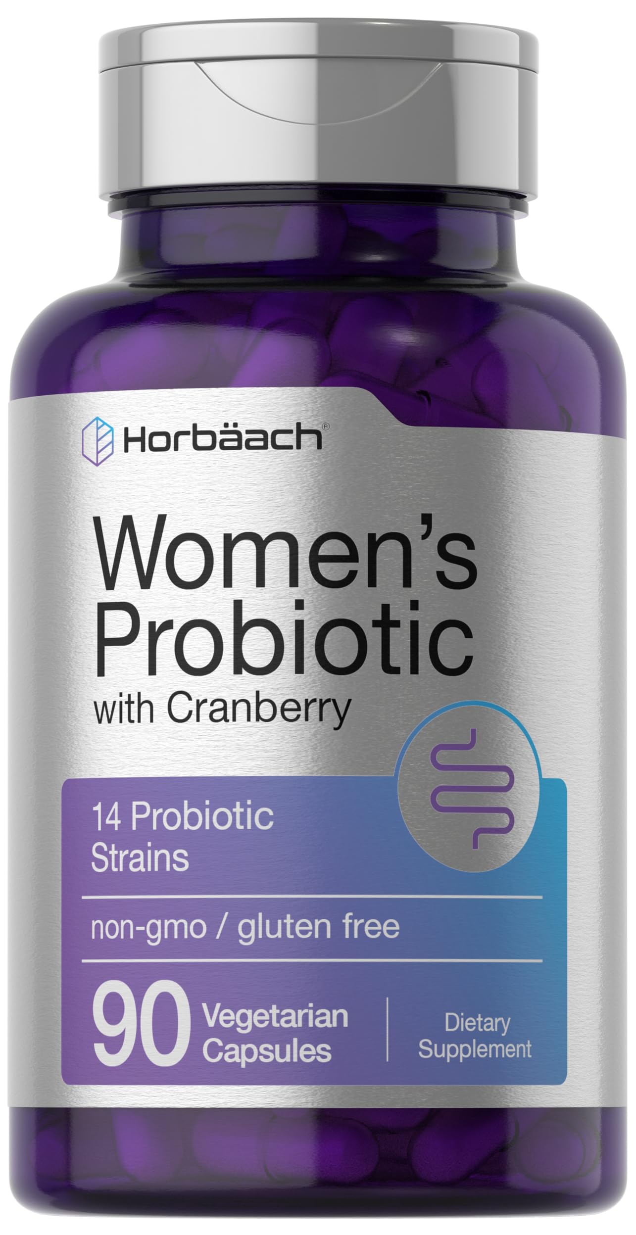 Horbäach Probiotic for Women with Cranberry | 90 Vegetarian Capsules | 14 Strains | Non-GMO, Gluten Free