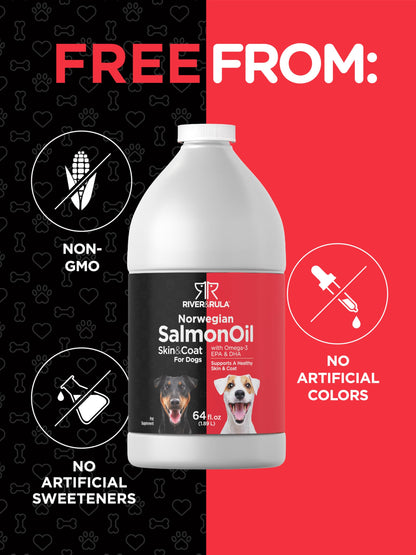 Horbaach Norwegian Salmon Oil for Dogs (64oz) - Supports Healthy Skin & Coat - Omega-3 EPA & DHA - Non-GMO, Gluten Free