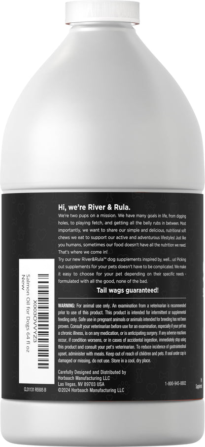 Horbaach Norwegian Salmon Oil for Dogs (64oz) - Supports Healthy Skin & Coat - Omega-3 EPA & DHA - Non-GMO, Gluten Free