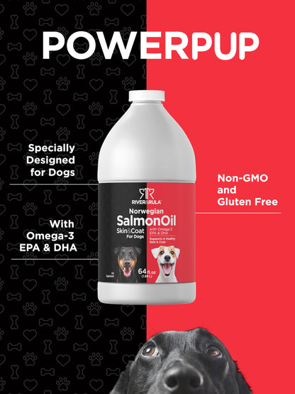 Horbaach Norwegian Salmon Oil for Dogs (64oz) - Supports Healthy Skin & Coat - Omega-3 EPA & DHA - Non-GMO, Gluten Free