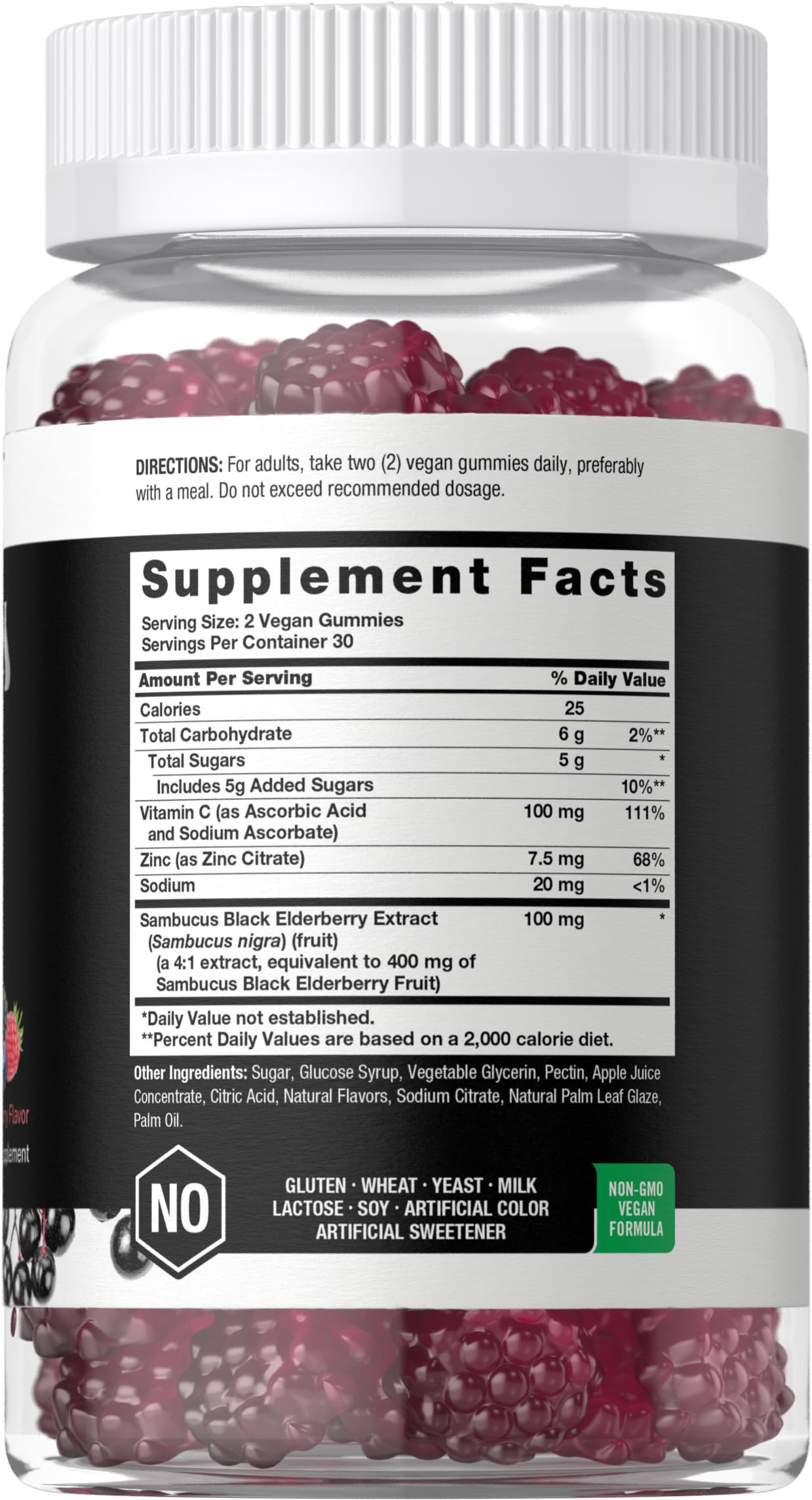 Horbaach Sambucus Black Elderberry Gummies – 60 Count, Vegan, Gluten Free, Vitamin C & Zinc
