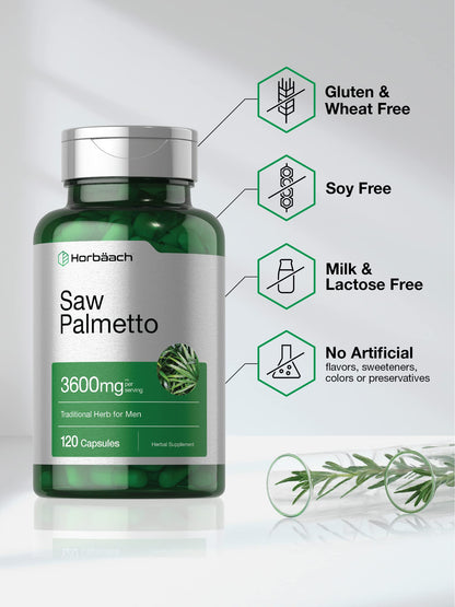 Horbäach Saw Palmetto Extract - 120 Capsules | Non-GMO & Gluten Free Formula | From Saw Palmetto Berries
