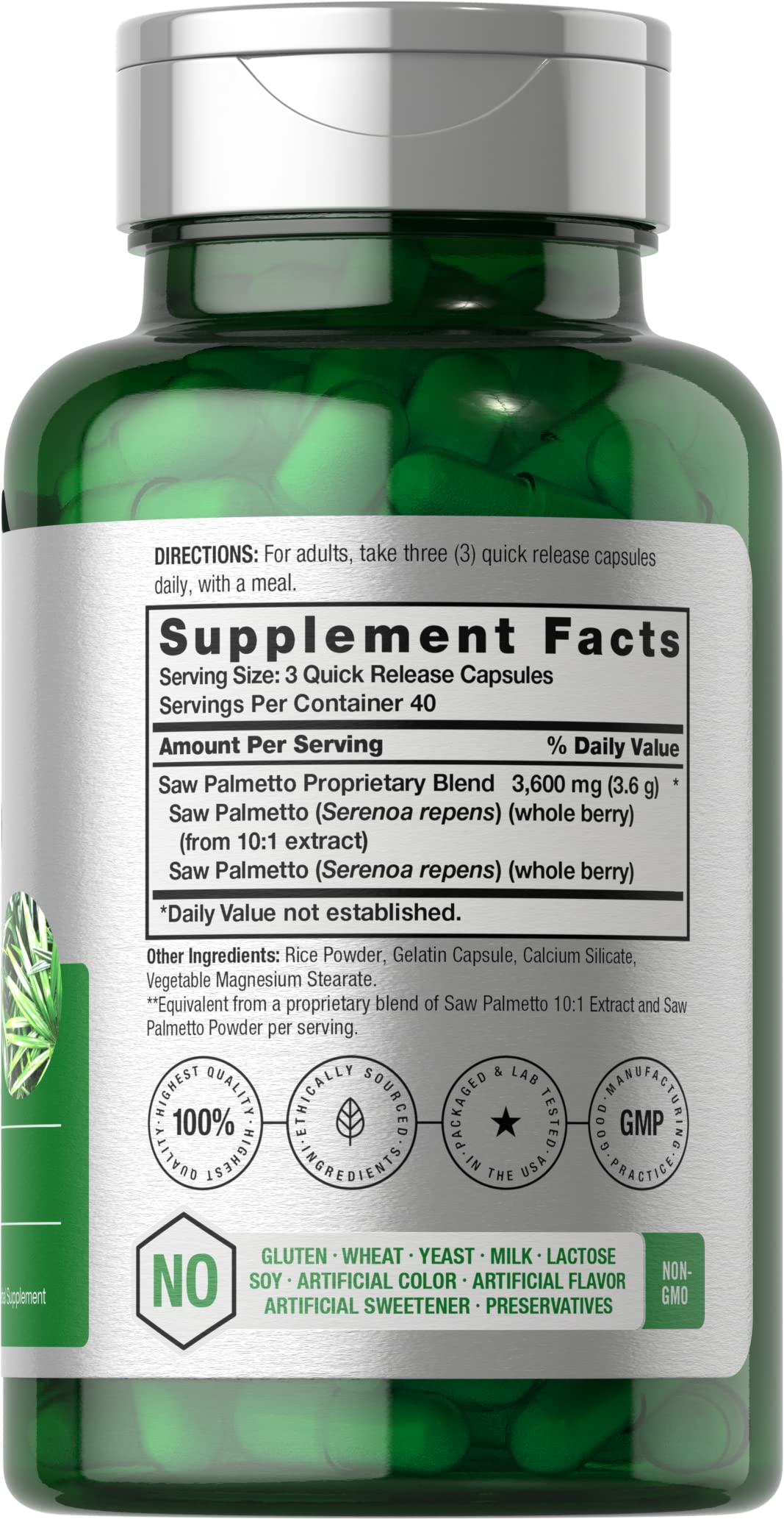 Horbäach Saw Palmetto Extract - 120 Capsules | Non-GMO & Gluten Free Formula | From Saw Palmetto Berries