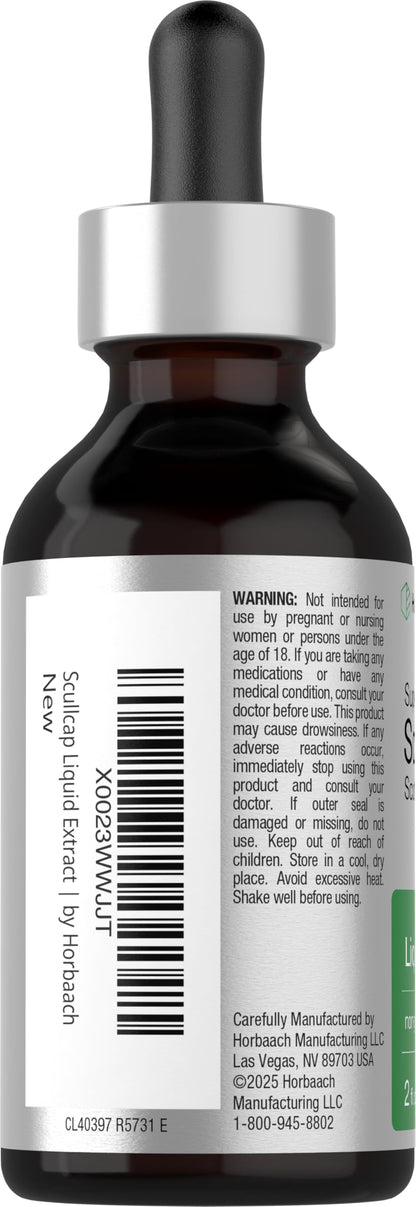 Horbaach Scullcap Herb Tincture - 2 fl oz - Alcohol-Free, Non-GMO & Gluten Free