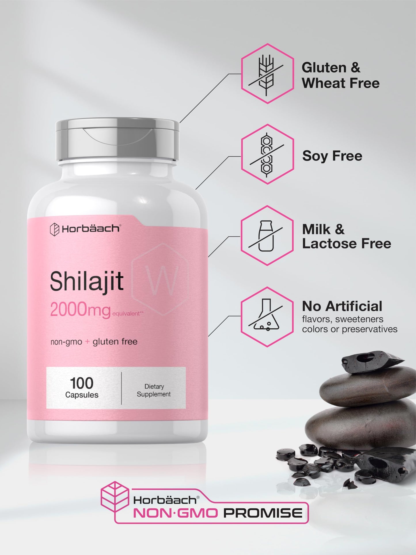 Horbaach Shilajit for Women | 100 Capsules | 2000mg | Non-GMO, Gluten-Free