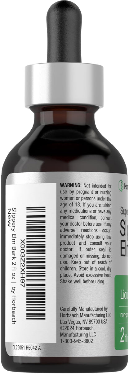 Horbäach Slippery Elm Liquid Drops - 2 Fl Oz, Alcohol-Free, Non-GMO