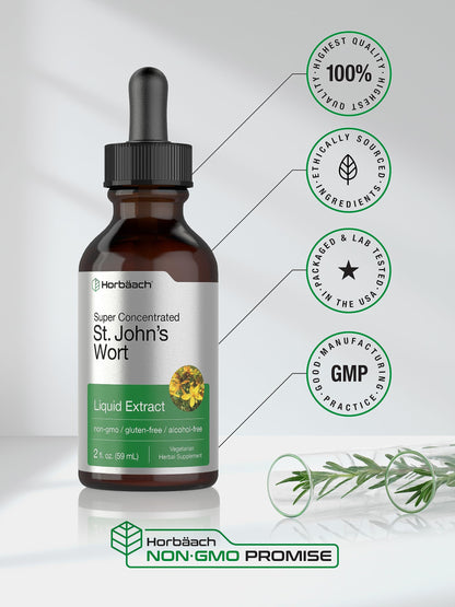 Horbäach St. John's Wort Tincture – 2 fl oz | Alcohol-Free, Vegetarian, Non-GMO, Gluten Free