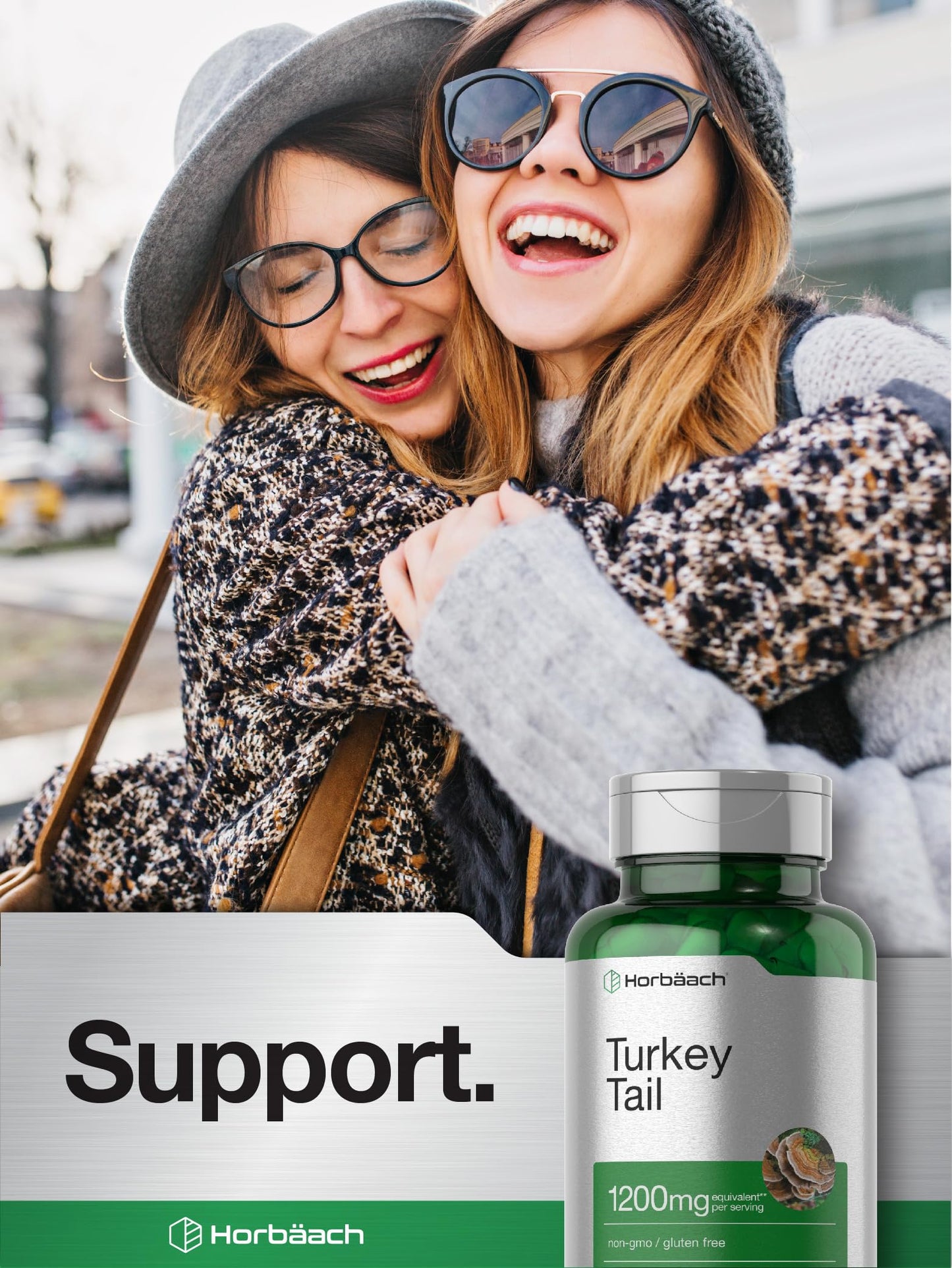 Horbäach Turkey Tail Mushroom Capsules - 1200mg, 120 Count | Non-GMO, Gluten Free