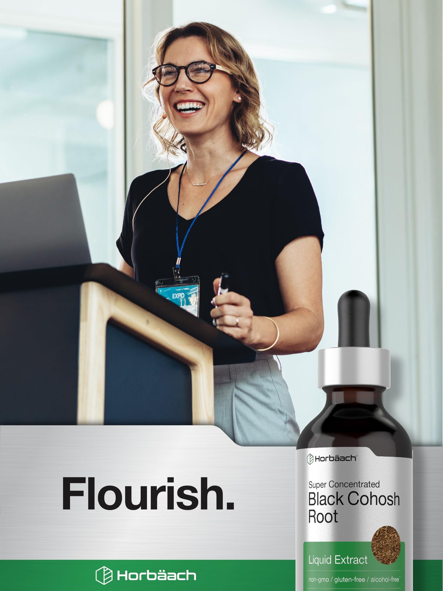 Horbäach Black Cohosh Root Tincture - 2 fl oz, Alcohol Free, Vegetarian