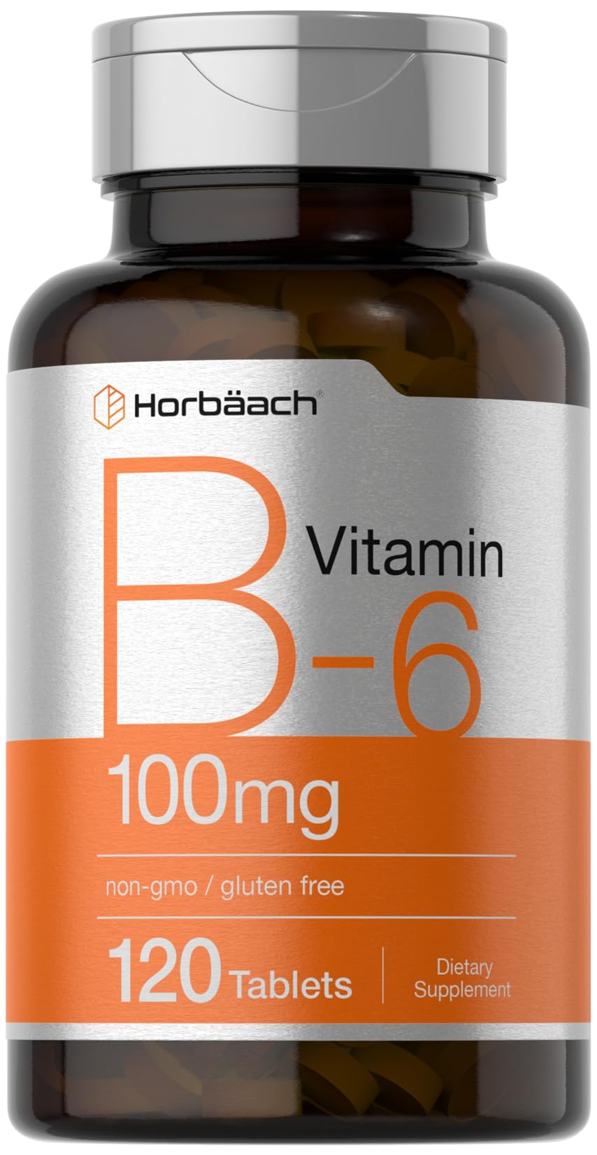 Horbaach Vitamin B6 100mg | 120 Vegetarian Tablets | Non-GMO & Gluten Free