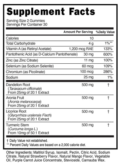 Clear Skin Acne Gummies – Complexion Supplement, Pantothenic Acid & Antioxidants, 60 Count