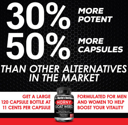 DR. MARTIN'S NUTRITION Super Strength Horny Goat Weed 1590mg – 240 Capsules (Pack of 2)